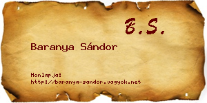 Baranya Sándor névjegykártya