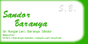 sandor baranya business card