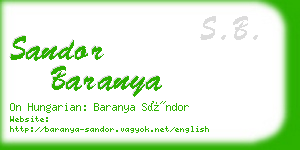 sandor baranya business card